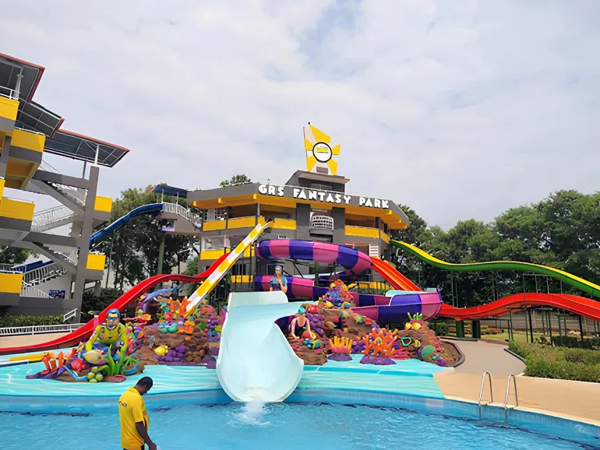 Themed water rides and pools at GRS Fantasy Park, Mysore