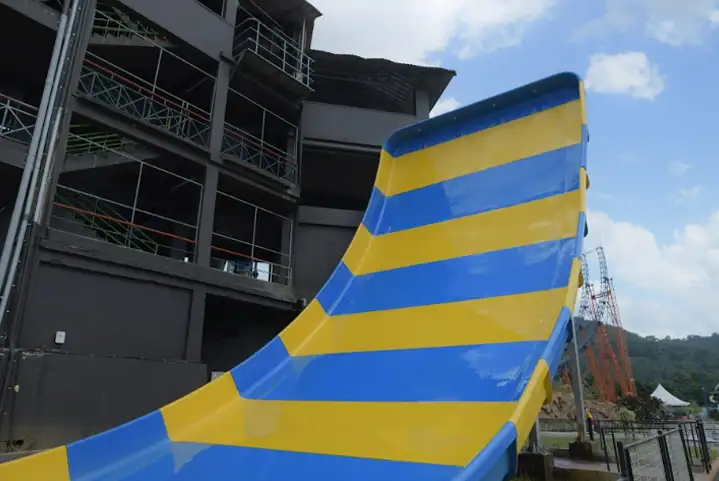 Pendulum slide under construction at Silver Storm, Athirapally